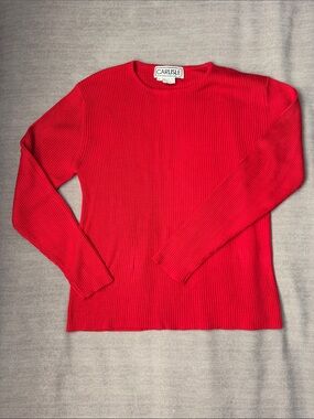 Carlisle Bright Red Ribbed Crewneck Sweater